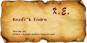Kozák Endre névjegykártya